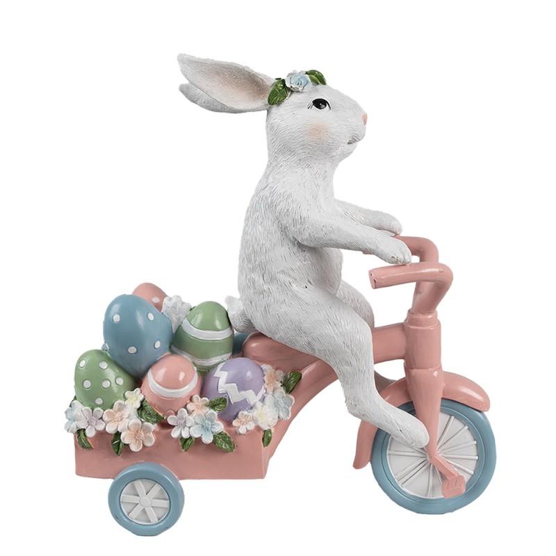 Clayre & Eef Statuetta decorativa Coniglio 29x12x31 cm Bianco Rosa  Plastica