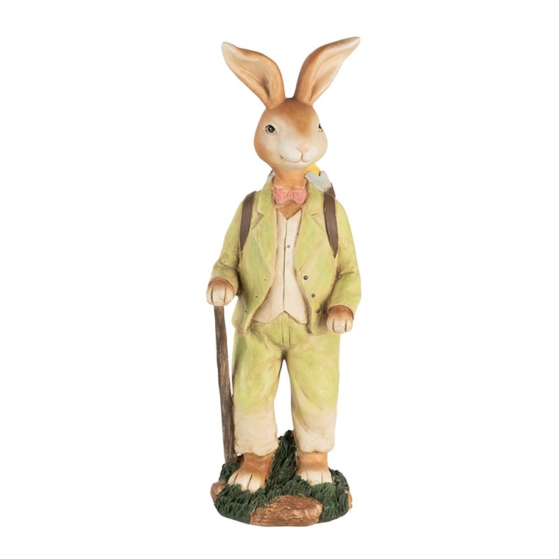 Clayre & Eef Statuetta decorativa Coniglio e pulcino 32 cm Marrone Verde  Plastica