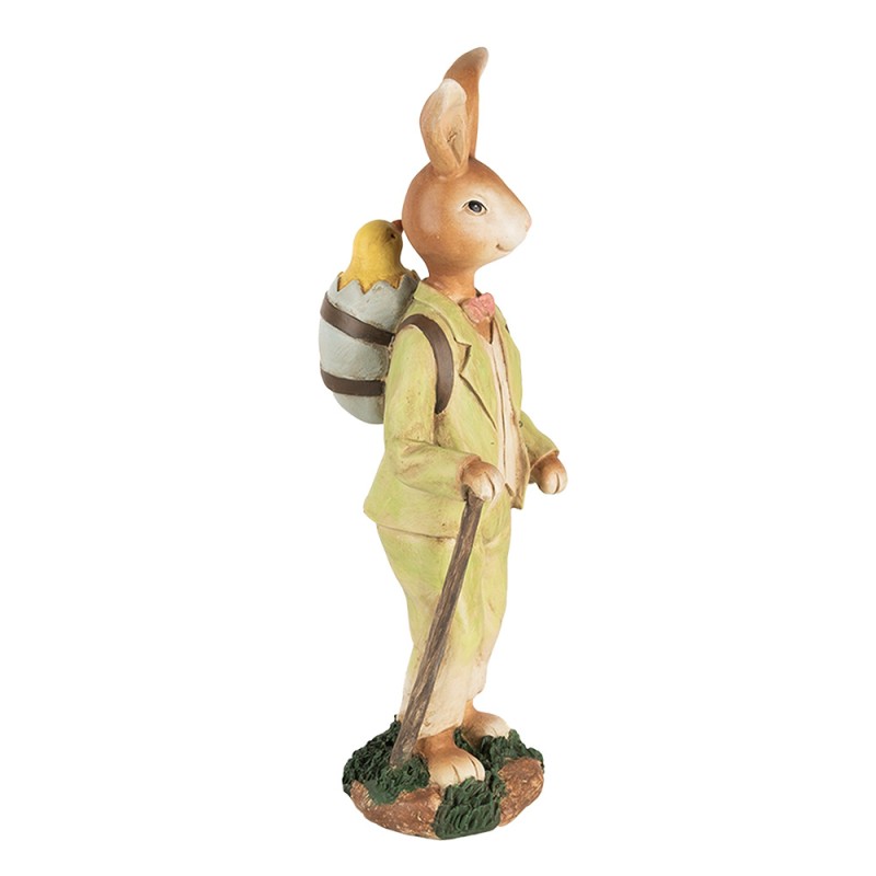 Clayre & Eef Statuetta decorativa Coniglio e pulcino 32 cm Marrone Verde  Plastica