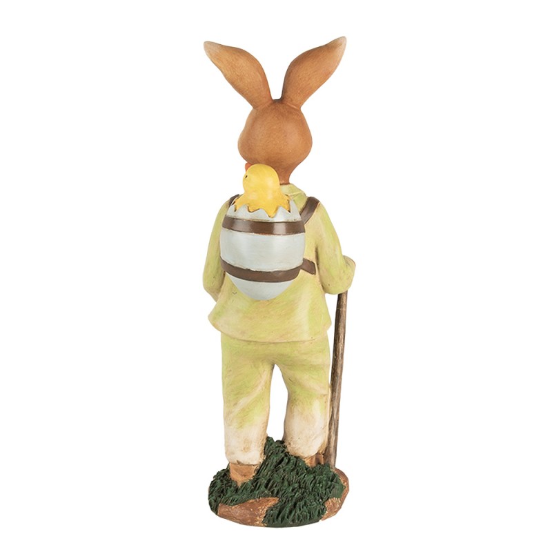 Clayre & Eef Statuetta decorativa Coniglio e pulcino 32 cm Marrone Verde  Plastica