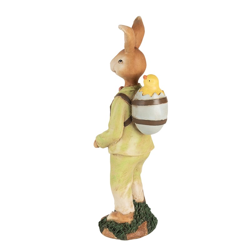 Clayre & Eef Statuetta decorativa Coniglio e pulcino 32 cm Marrone Verde  Plastica