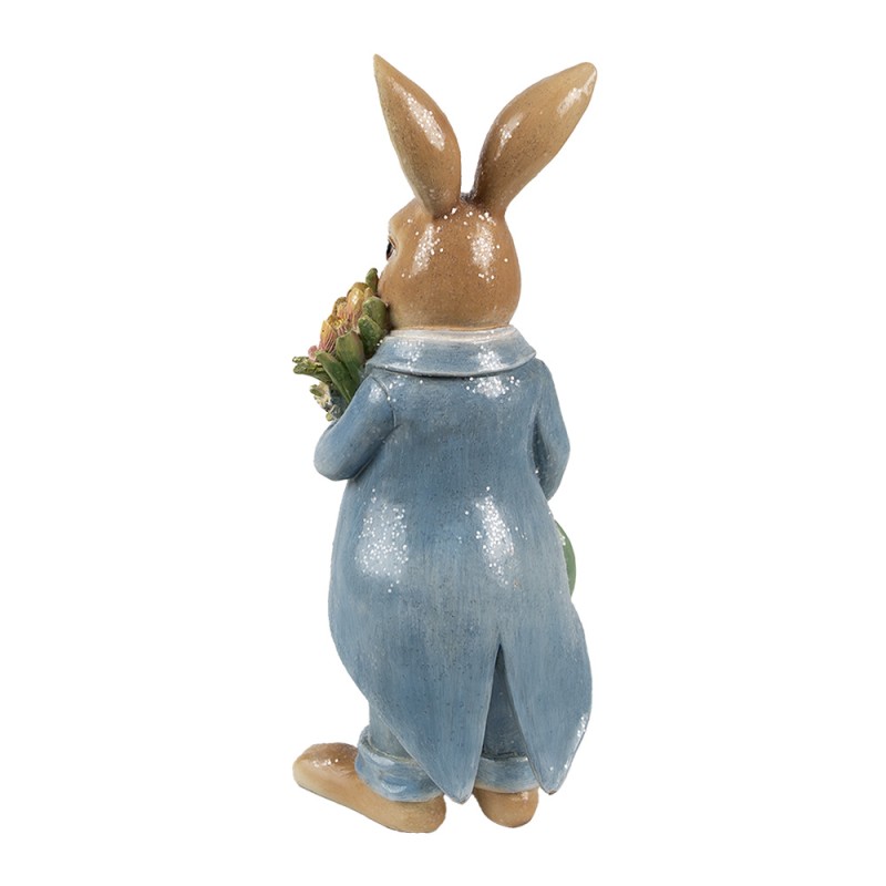 Clayre & Eef Statuetta decorativa Coniglio 26 cm Marrone Blu Plastica