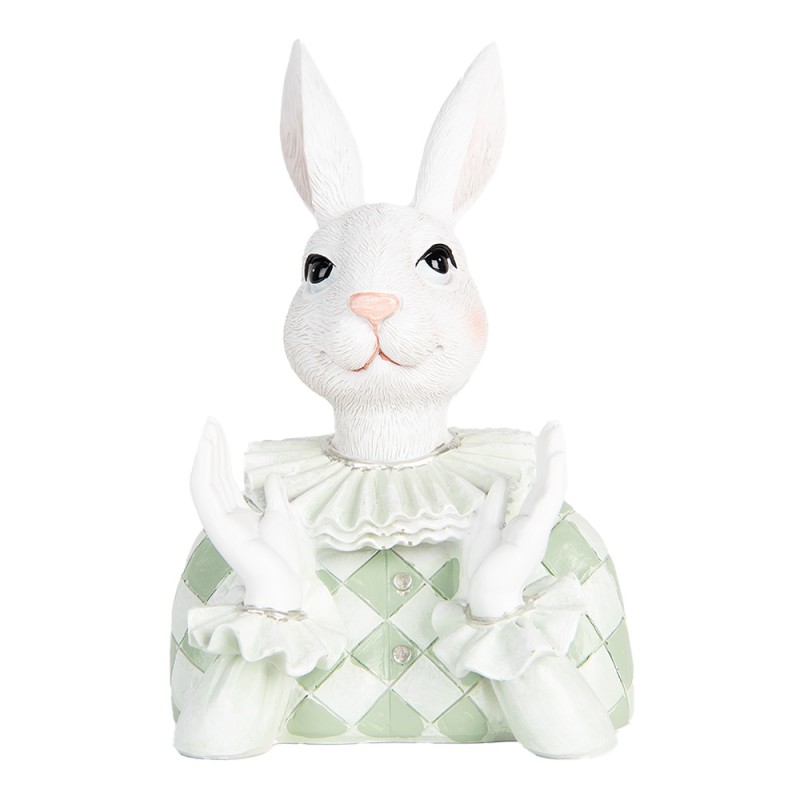 Clayre & Eef Decorative Figurine Rabbit 16 cm White Green Plastic
