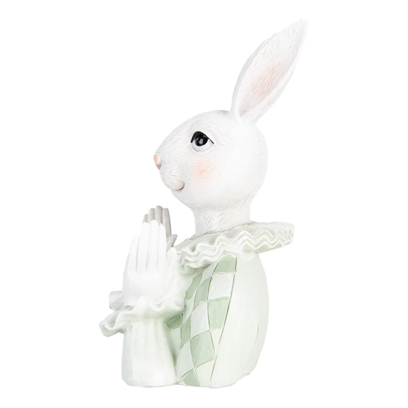 Clayre & Eef Decorative Figurine Rabbit 16 cm White Green Plastic