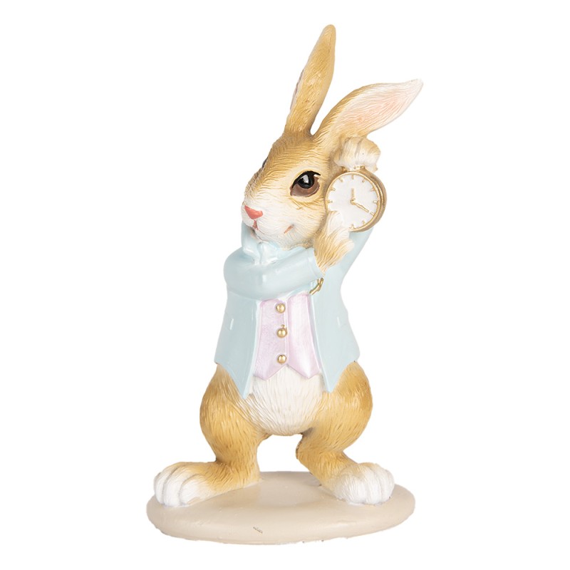 Clayre & Eef Figurine décorative Lapin 15 cm Beige Bleu Plastique