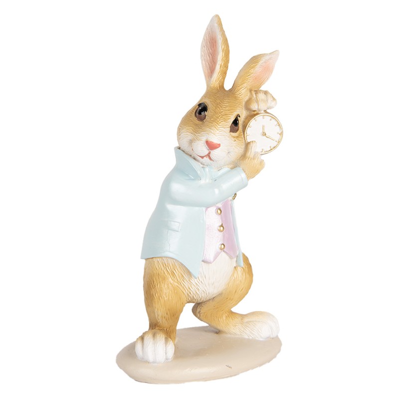Clayre & Eef Figurine décorative Lapin 15 cm Beige Bleu Plastique