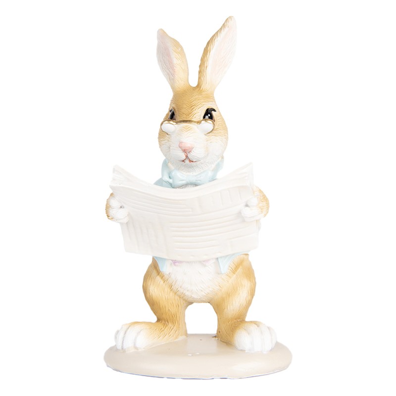 Clayre & Eef Statuetta decorativa Coniglio 15 cm Beige Plastica