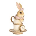Clayre & Eef Dekorationsfigur Kaninchen 8x8x14 cm Beige Kunststoff