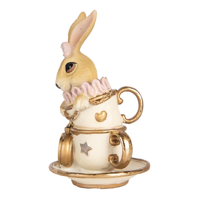 Clayre & Eef Dekorationsfigur Kaninchen 8x8x14 cm Beige Kunststoff