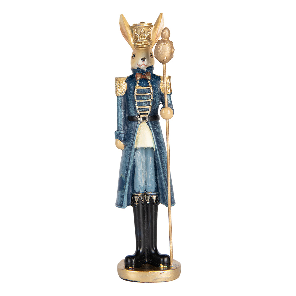 Clayre & Eef Decoratie Beeld Konijn 18 cm Beige Blauw Kunststof afbeelding 1