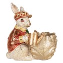 Clayre & Eef Figurine décorative Lapin 28x18x30 cm Beige Rouge Plastique