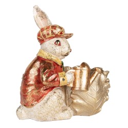 Clayre & Eef Figurine décorative Lapin 28x18x30 cm Beige Rouge Plastique