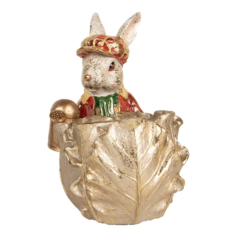 Clayre & Eef Figurine décorative Lapin 28x18x30 cm Beige Rouge Plastique