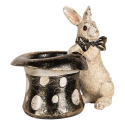 Clayre & Eef Dekorationsfigur Kaninchen 20x13x19 cm Beige Schwarz Kunststoff