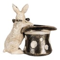 Clayre & Eef Statuetta decorativa Coniglio 20x13x19 cm Beige Nero Plastica
