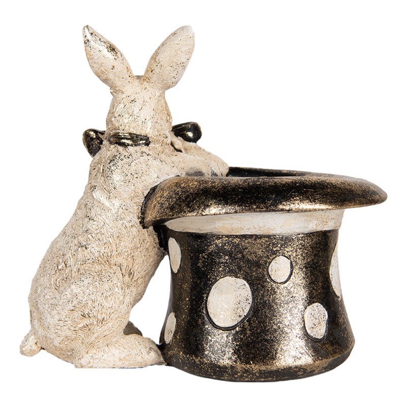 Clayre & Eef Statuetta decorativa Coniglio 20x13x19 cm Beige Nero Plastica
