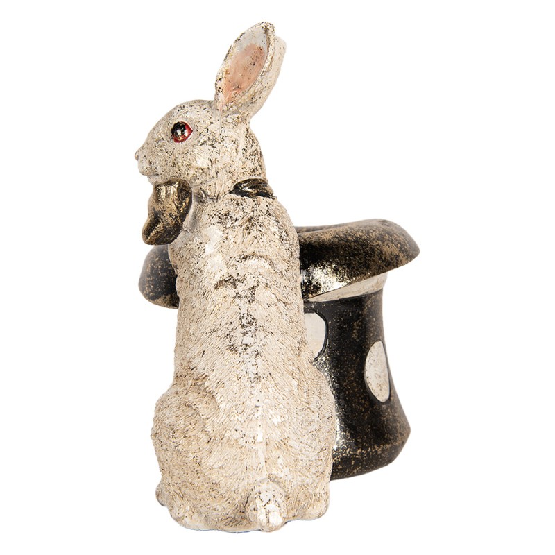 Clayre & Eef Statuetta decorativa Coniglio 20x13x19 cm Beige Nero Plastica