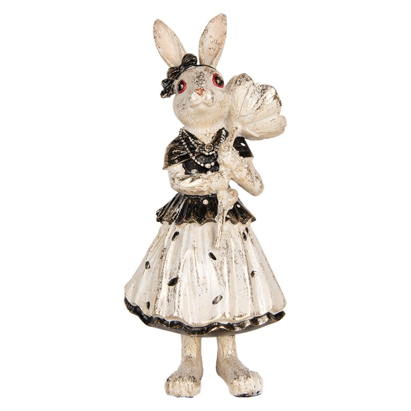 Clayre & Eef Figurine décorative Lapin 30 cm Beige Noir Plastique