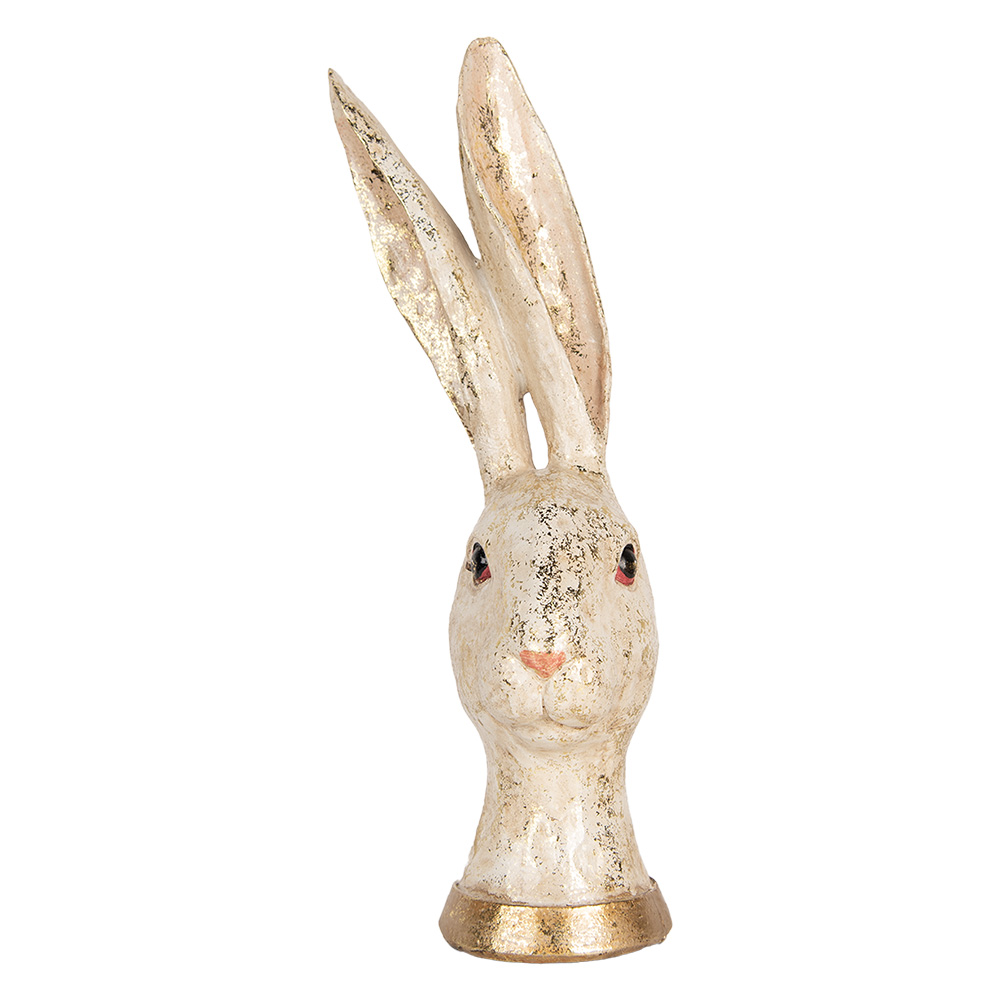 Clayre & Eef Decoratie Beeld Konijn 14x15x37 cm Beige Kunststof afbeelding 1