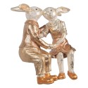 Clayre & Eef Dekorationsfigur Kaninchen 32x17x35 cm Beige Rosa Kunststoff