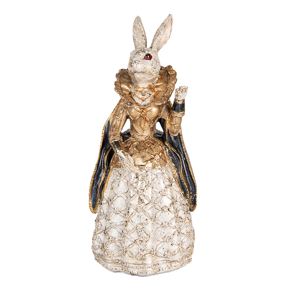 Clayre&Eef Decoratie Beeld Konijn 11x10x24 cm Beige Kunststof afbeelding