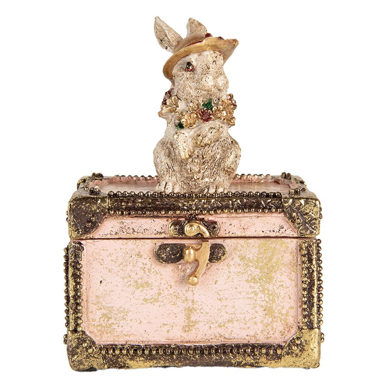 Clayre & Eef Statuetta decorativa Coniglio 12x8x16 cm Beige Rosa  Plastica