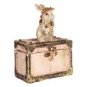 Clayre & Eef Statuetta decorativa Coniglio 12x8x16 cm Beige Rosa  Plastica