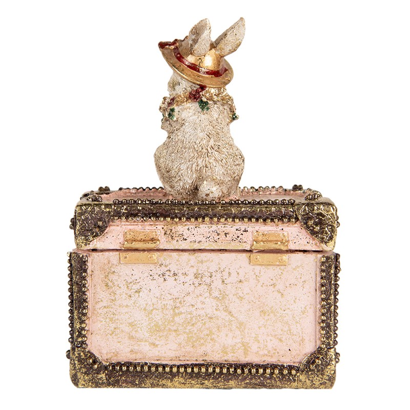 Clayre & Eef Statuetta decorativa Coniglio 12x8x16 cm Beige Rosa  Plastica