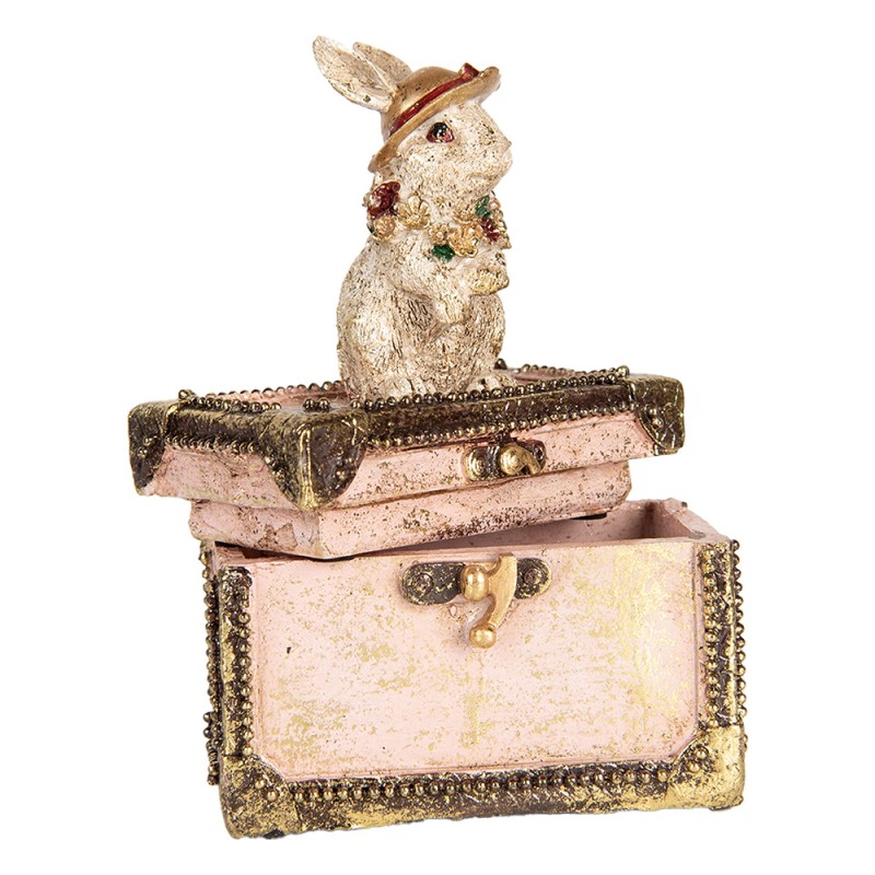 Clayre & Eef Statuetta decorativa Coniglio 12x8x16 cm Beige Rosa  Plastica