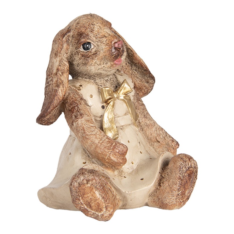 Clayre & Eef Figurine décorative Lapin 16x14x18 cm Marron Beige Plastique