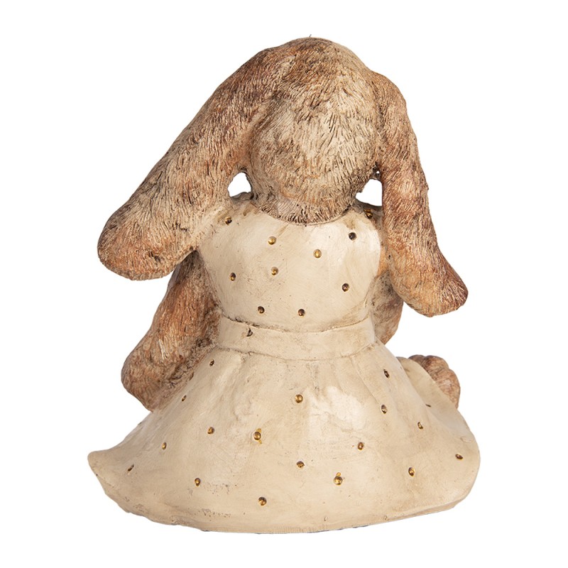 Clayre & Eef Figurine décorative Lapin 16x14x18 cm Marron Beige Plastique