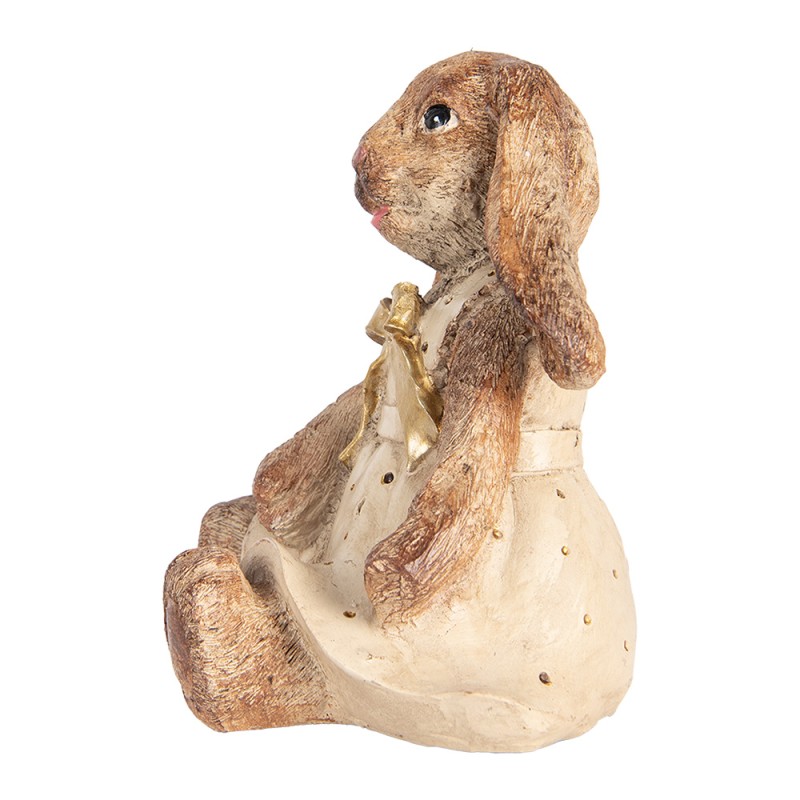 Clayre & Eef Figurine décorative Lapin 16x14x18 cm Marron Beige Plastique
