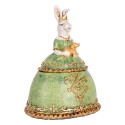 Clayre & Eef Scatola dei gioielli Coniglio 18x15x24 cm Beige Verde Plastica