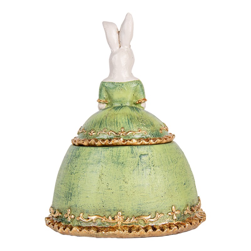 Clayre & Eef Scatola dei gioielli Coniglio 18x15x24 cm Beige Verde Plastica