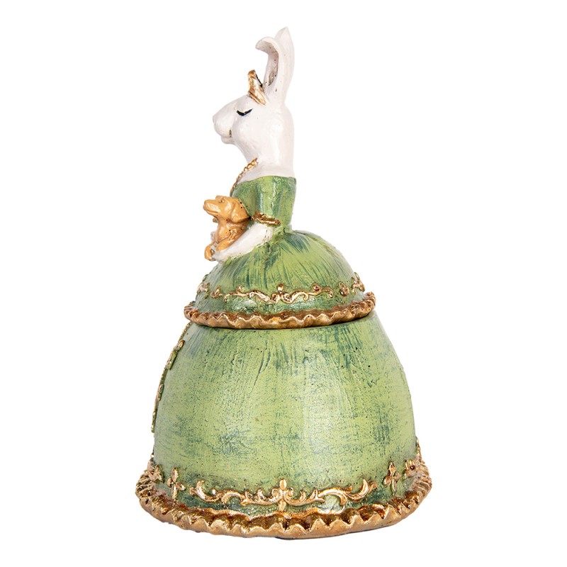 Clayre & Eef Scatola dei gioielli Coniglio 18x15x24 cm Beige Verde Plastica