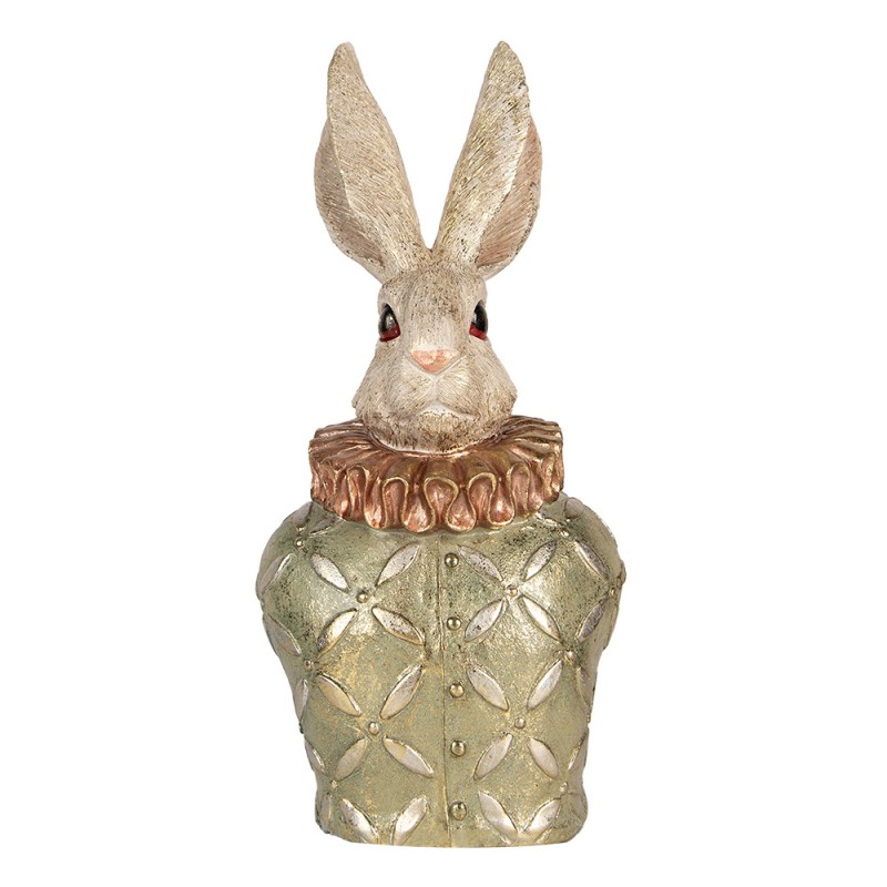Clayre & Eef Figurine décorative Lapin 19x14x40 cm Beige Vert Plastique
