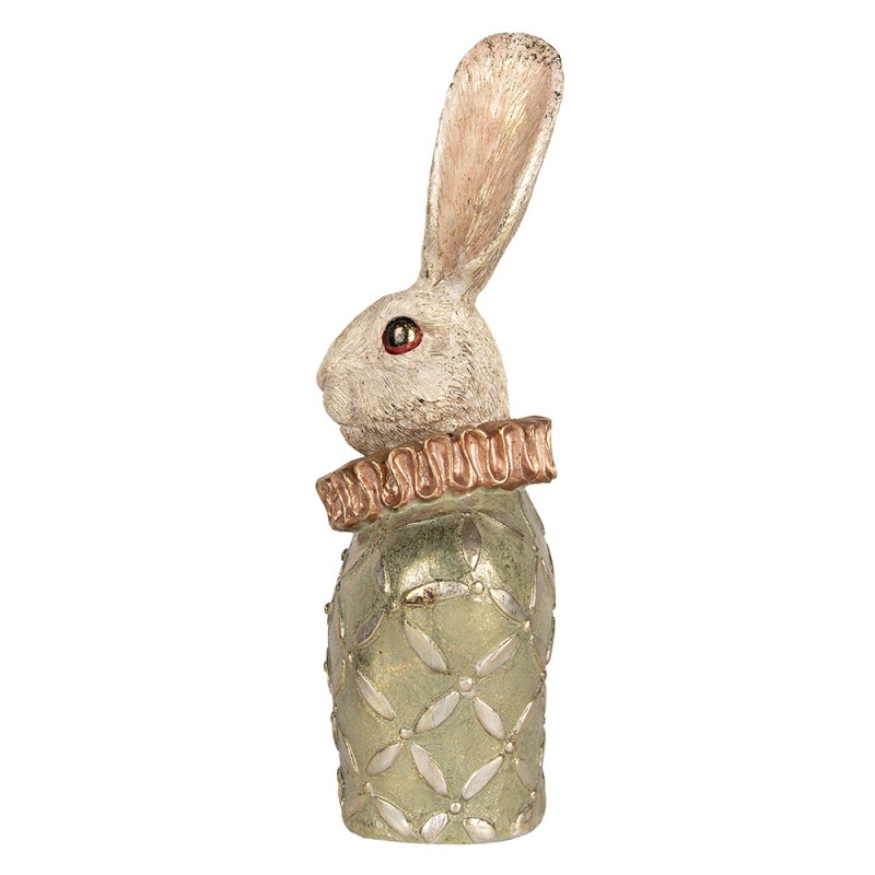 Clayre & Eef Figurine décorative Lapin 19x14x40 cm Beige Vert Plastique