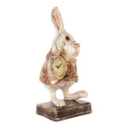 Clayre & Eef Dekorationsfigur Kaninchen 13x13x26 cm Beige Kunststoff Uhr