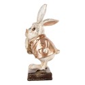 Clayre & Eef Decoratie Beeld Konijn 13x13x26 cm Beige Kunststof Klok