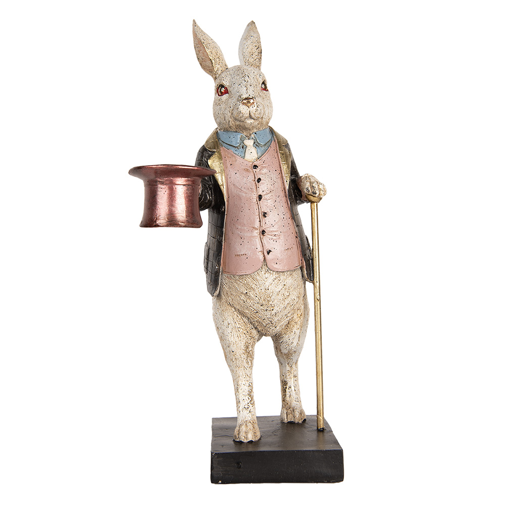 Clayre & Eef Decoratie Beeld Konijn 33 cm Beige Grijs Kunststof afbeelding 1