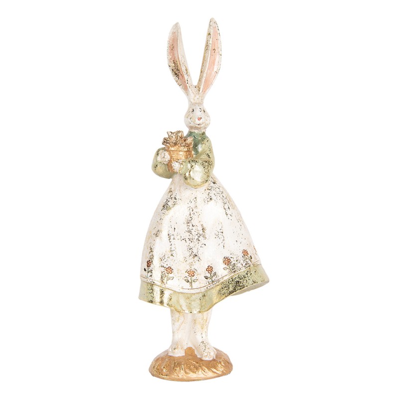 Clayre & Eef Figurine décorative Lapin 12x9x33 cm Beige Plastique