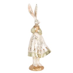 Clayre & Eef Dekorationsfigur Kaninchen 12x9x33 cm Beige Kunststoff