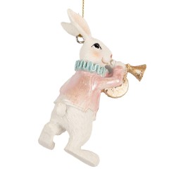 Clayre & Eef Ciondolo di Pasqua Coniglio 5x3x8 cm Bianco Plastica