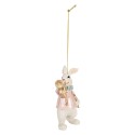 Clayre & Eef Pendentif de Pâques Lapin 5x3x8 cm Blanc Plastique