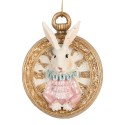 Clayre & Eef Pendentif de Pâques Lapin 6x3x7 cm Blanc Plastique