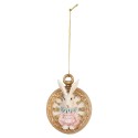 Clayre & Eef Pendentif de Pâques Lapin 6x3x7 cm Blanc Plastique