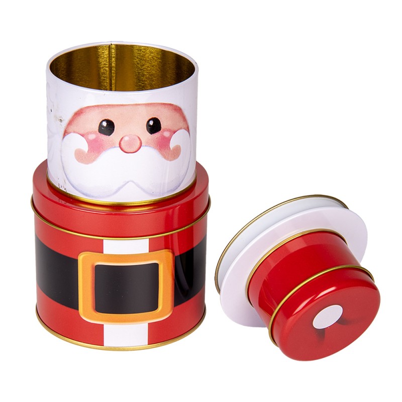 Clayre & Eef Aufbewahrungsdose Weihnachtsmann Ø 11x21 cm Rot