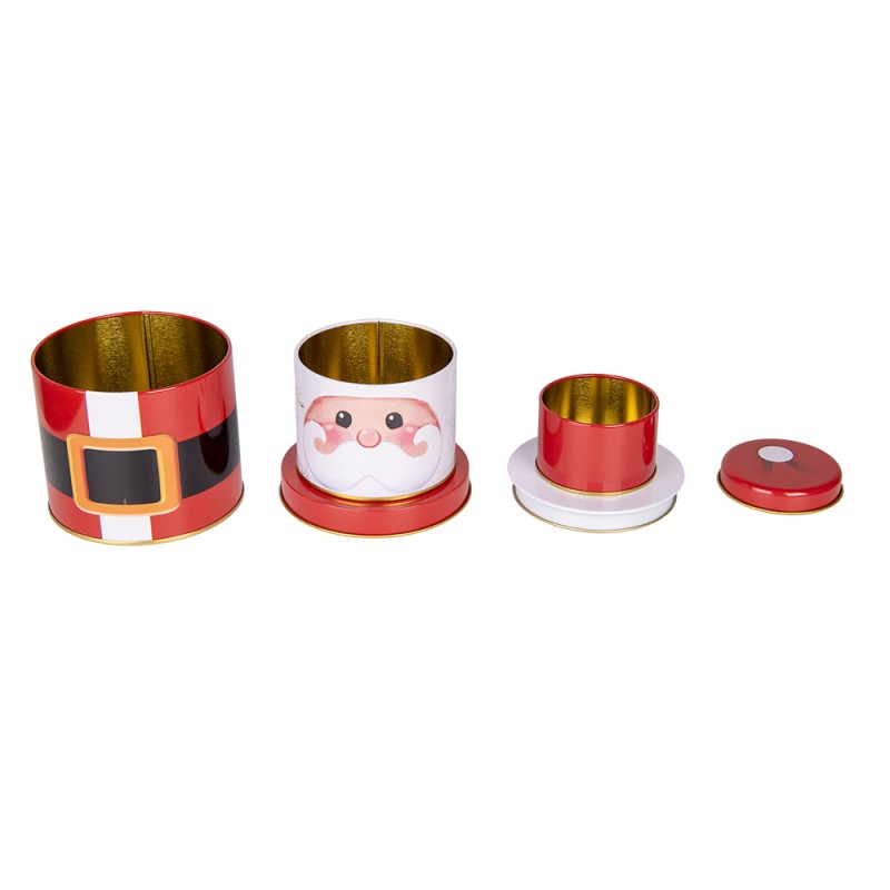 Clayre & Eef Aufbewahrungsdose Weihnachtsmann Ø 11x21 cm Rot