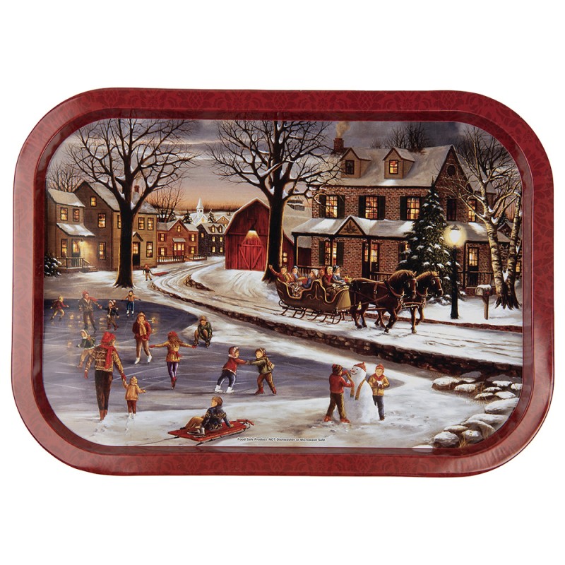 Clayre & Eef Tray 40x29x2 cm Red Winter