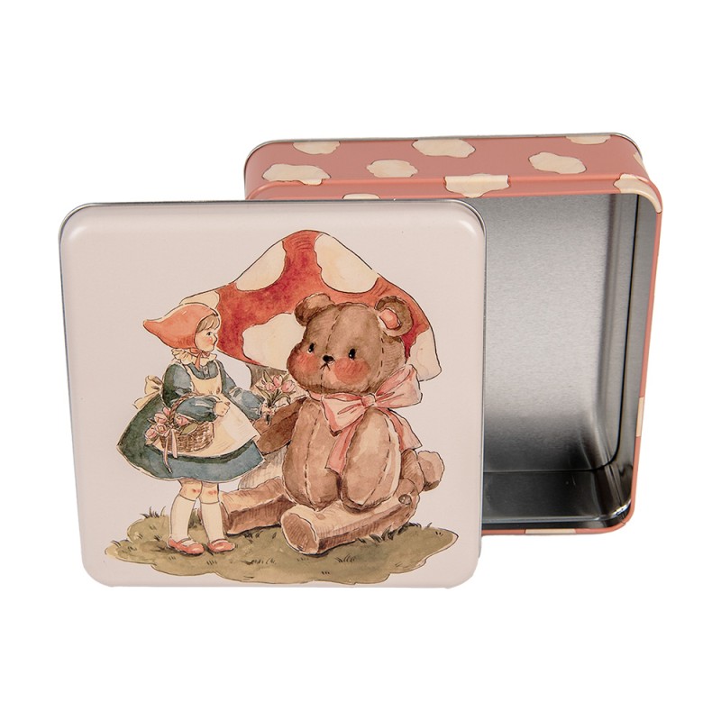 Clayre & Eef Aufbewahrungsdose 17x17x6 cm Beige Bär